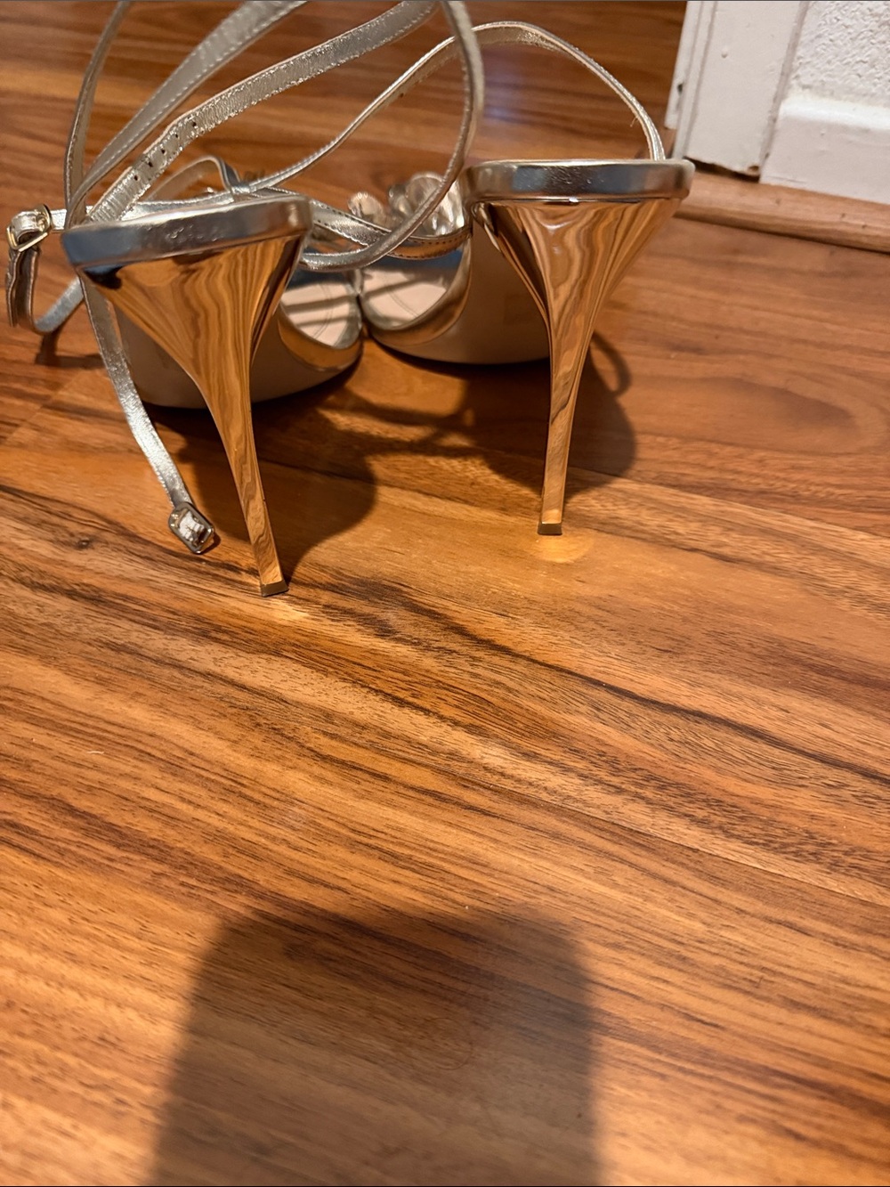 Steve Madden Gold Floral Strap Heels - Picture 3 of 4